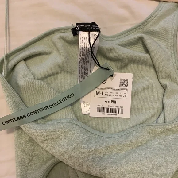 NWT Zara Women’s Mint Green One Shoulder Terry Bodysuit Size Medium/Large - Picture 5 of 5